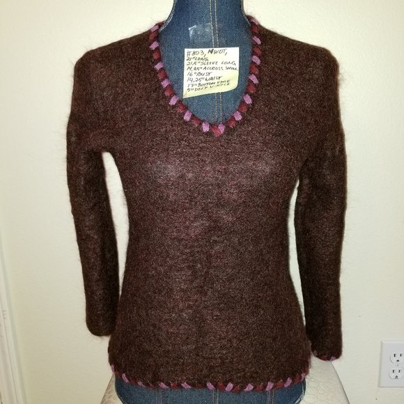 NWOT Classiques Entier Brown V-Neck S #Mohair Wool Crew Neck Sweaters #Hot Fall - Picture 1 of 16